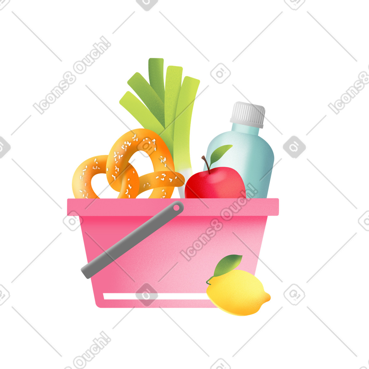 Ilustración Food basket with groceries en estilo Joy a descargar en PNG y SVG