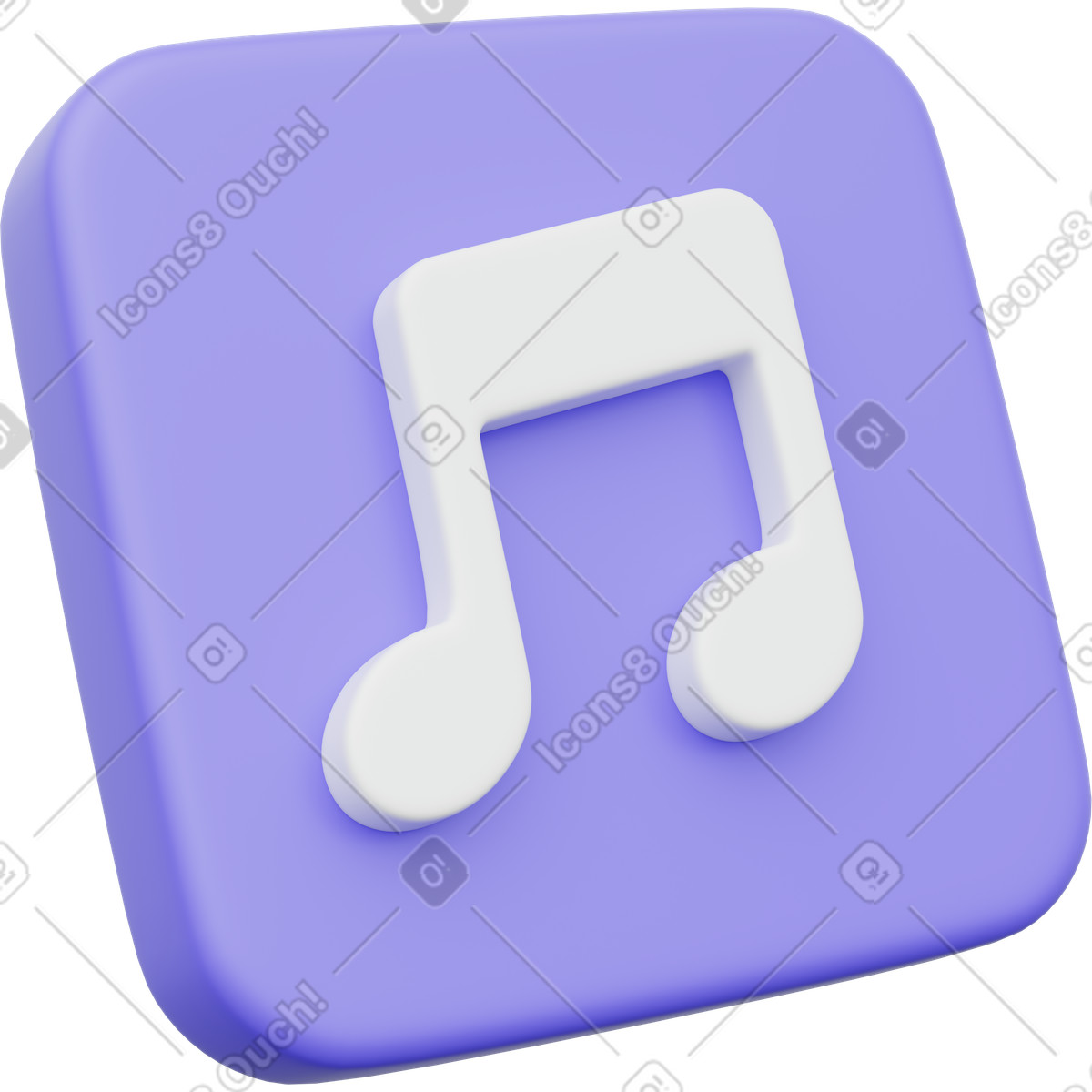 Music note app button symbol for audio player interface-Illustration im 3D Playful-Stil als Download in PNG, SVG