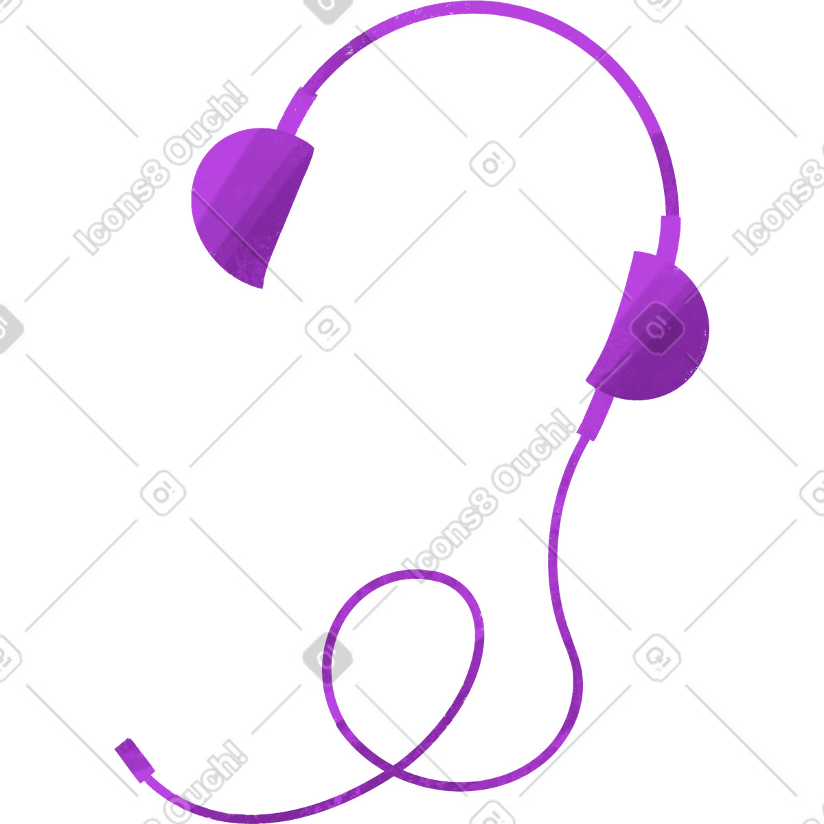 Purple wired headphones-Illustration im Bonbon-Stil als Download in PNG, SVG