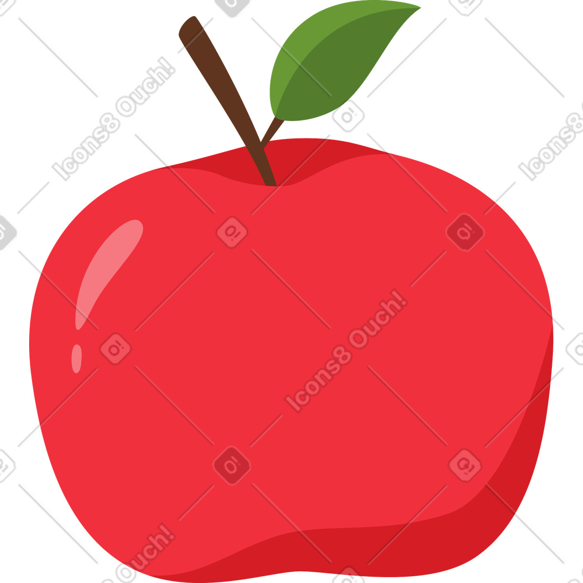 Red apple illustration in Lagom style download in PNG, SVG