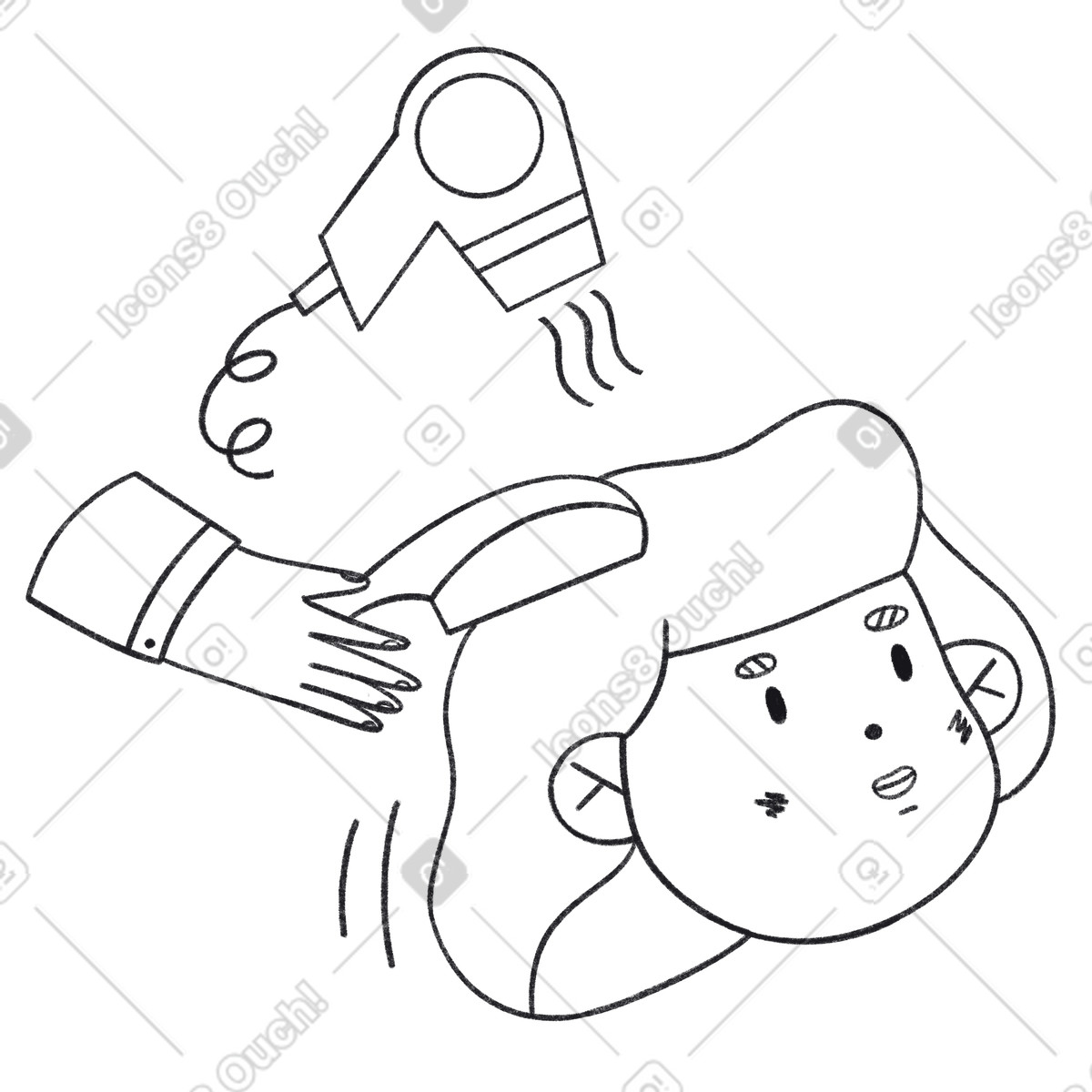 Una ragazza si fa acconciare i capelli in un salone. illustrazione stile Bonbon Line scarica PNG, SVG