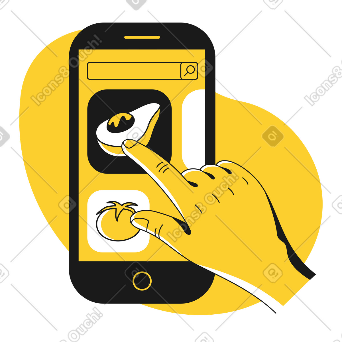 Illustration Commander des aliments sains en ligne dans le style Taxi à télécharger aux formats PNG, SVG