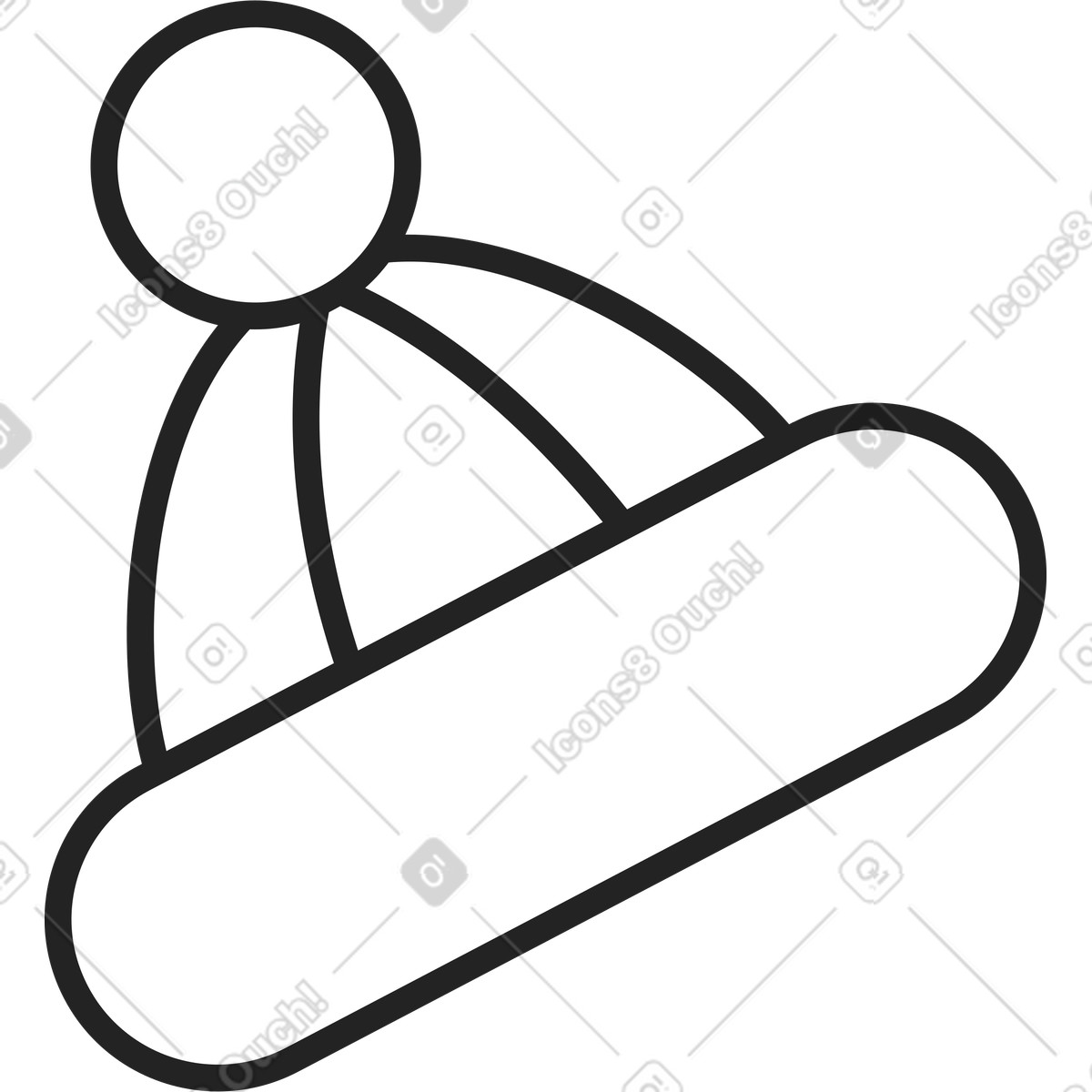 Illustration Bonnet d'hiver avec pompon dans le style Sammy Line à télécharger aux formats PNG, SVG