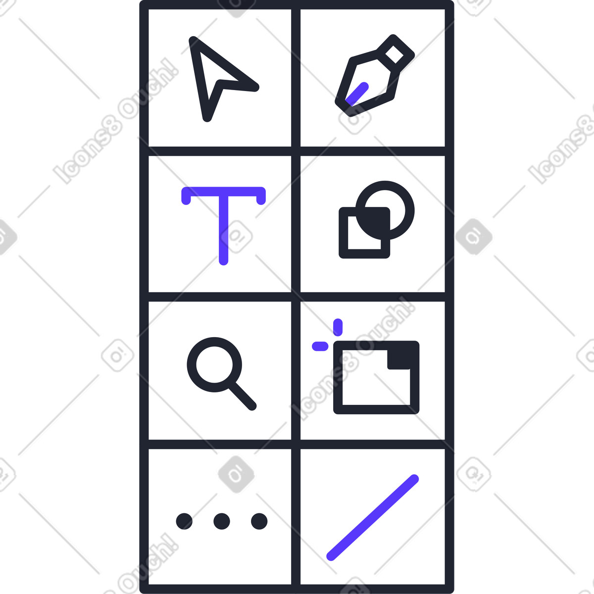 Editing toolbar illustration in Pablita style download in PNG, SVG
