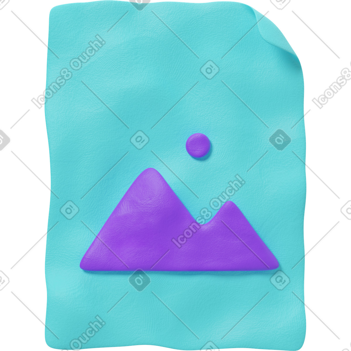 Ilustração de Ícone azul do arquivo imagem em no estilo 3D Plastilina para baixar em PNG, SVG