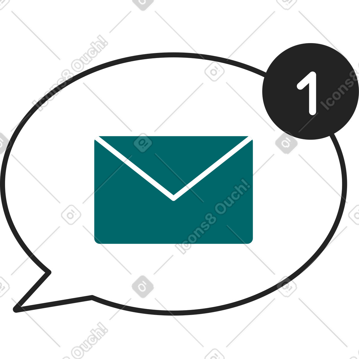 Bubble with a new message illustration in Sammy Line style download in PNG, SVG