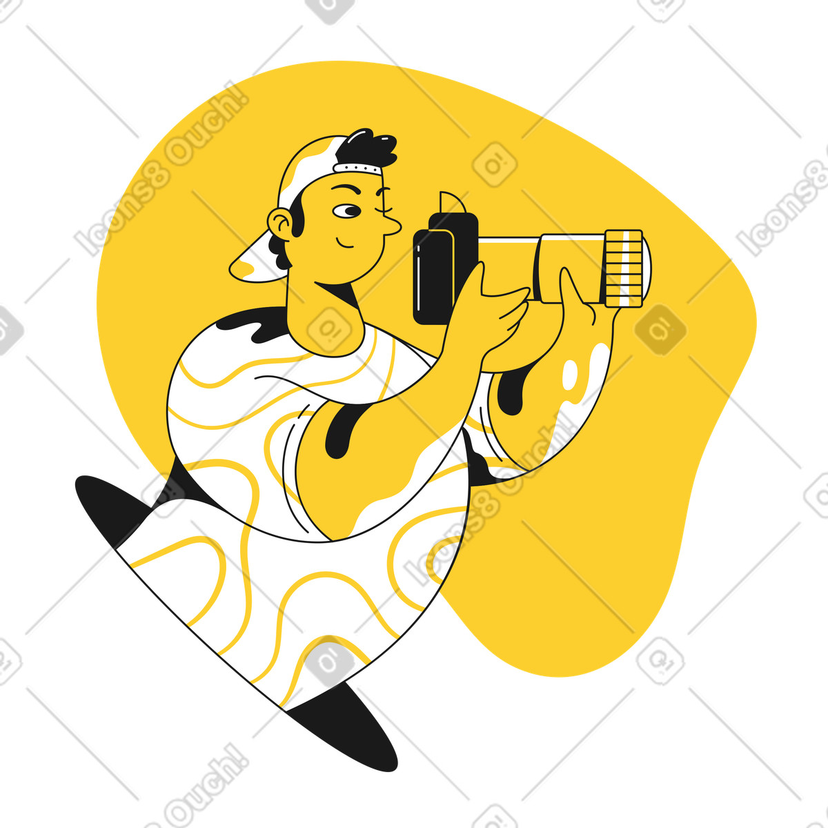 Photographer taking photo with the camera illustration in Taxi style download in PNG, SVG