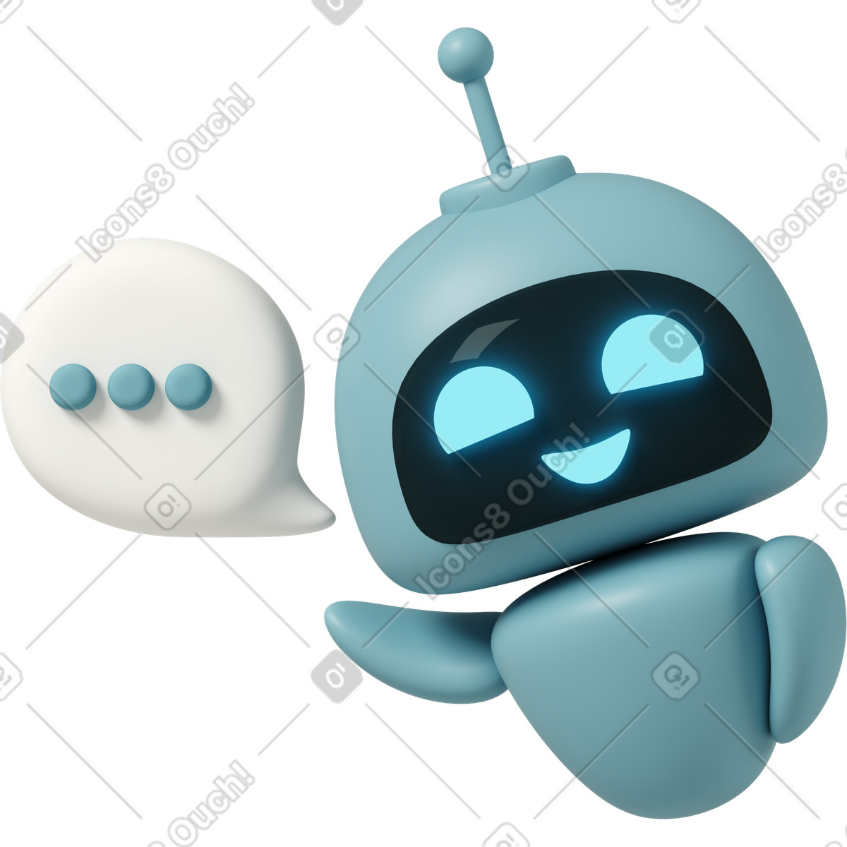 Ilustración animada Gpt robot with speech bubble en estilo 3D Casual life a descargar en GIF, Lottie (JSON), AE