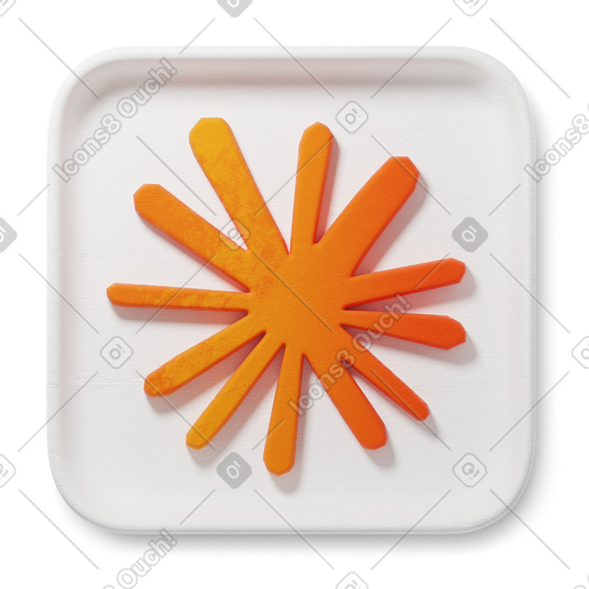 Orange Claude logo explosion burst with spikes casting shadows-Illustration im 3D Microsoft Fluent illustration-Stil als Download in PNG, SVG