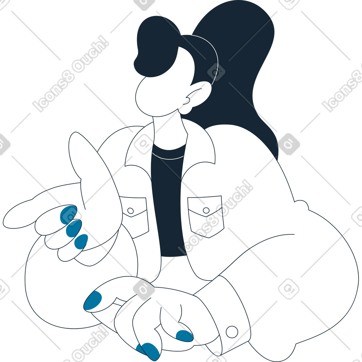 Ilustração de Menina em uma jaqueta no estilo Indigo para baixar PNG, SVG
