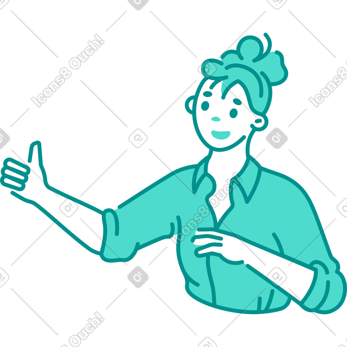 Ilustração de Mulher mostrando os polegares em no estilo Natty para baixar em PNG, SVG