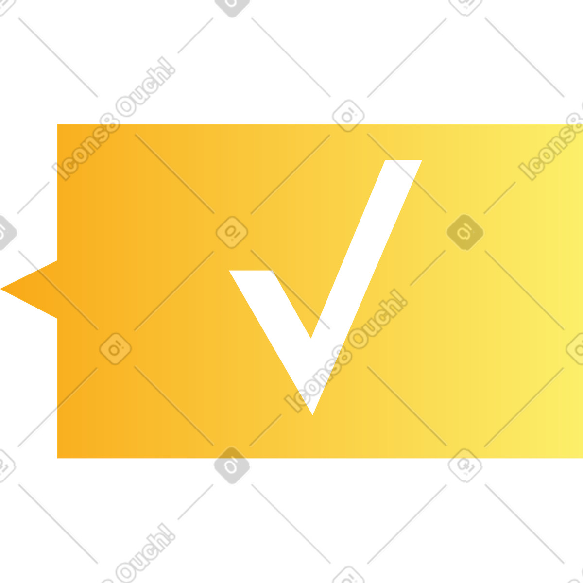 Wavy スタイルの チェックマークが付いた黄色の四角い吹き出し のイラストをPNG、SVG形式でダウンロード