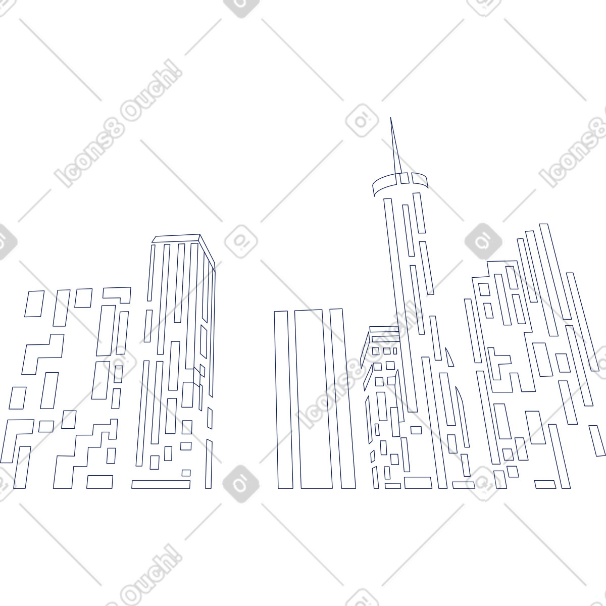 Ilustración Fondo con rascacielos en estilo Glow a descargar en PNG y SVG