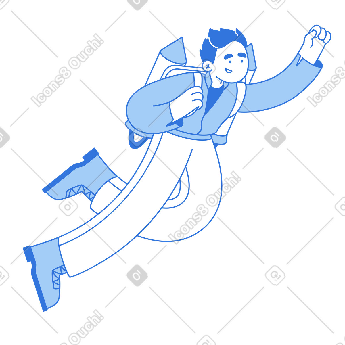 Ilustración Lanzando un proyecto de startup y volando con jetpack en estilo Sky a descargar en PNG SVG