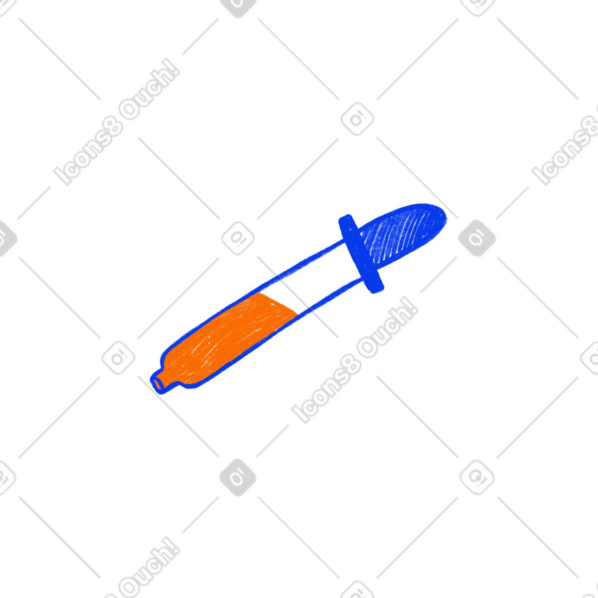 Biro 스타일의 Blue pipette with orange paint 일러스트레이션 PNG, SVG 다운로드