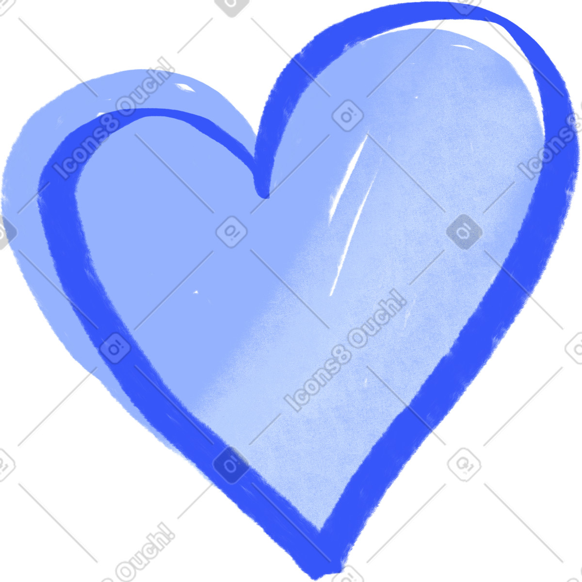 Ilustración Corazón azul con contorno en estilo Quirky a descargar en PNG y SVG