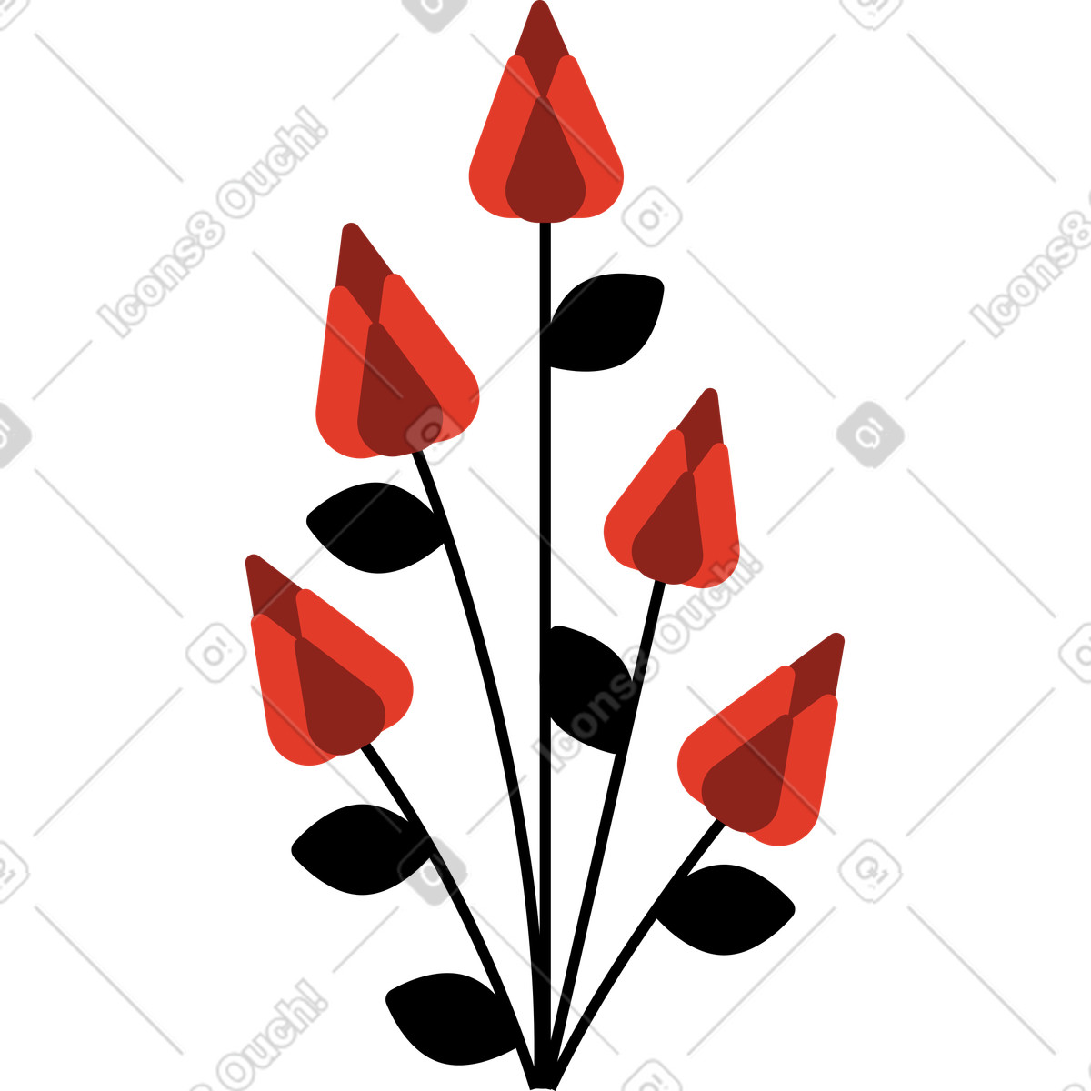 下载 Burgundy 风格的 花 插画，支持 PNG、SVG 格式