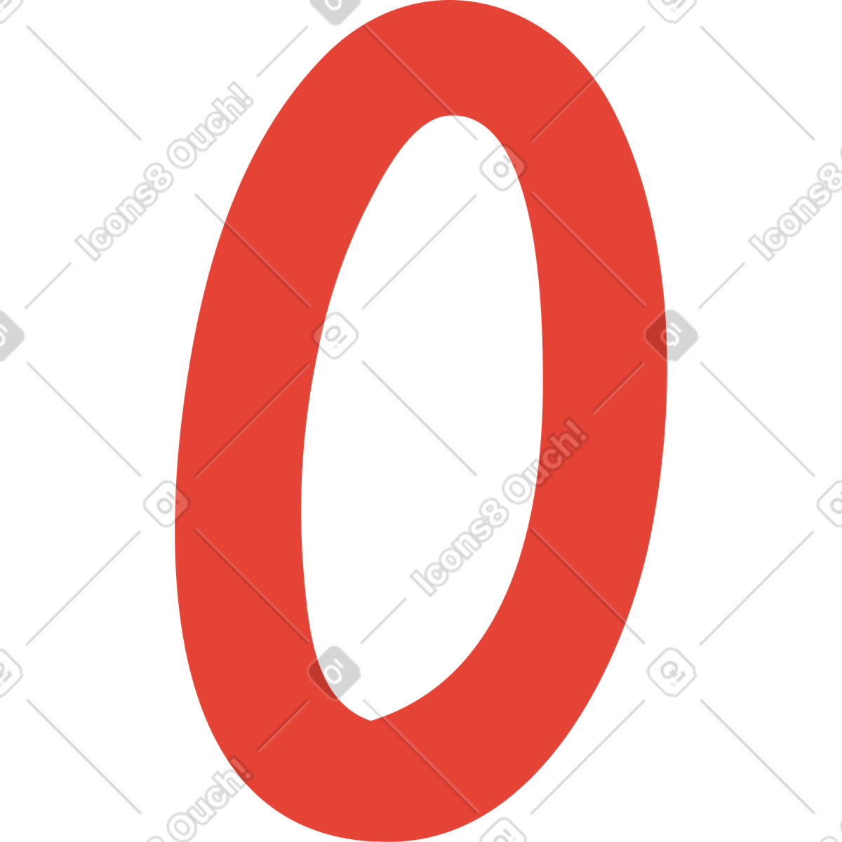 Ilustración Red 0 digit en estilo Surr a descargar en PNG y SVG