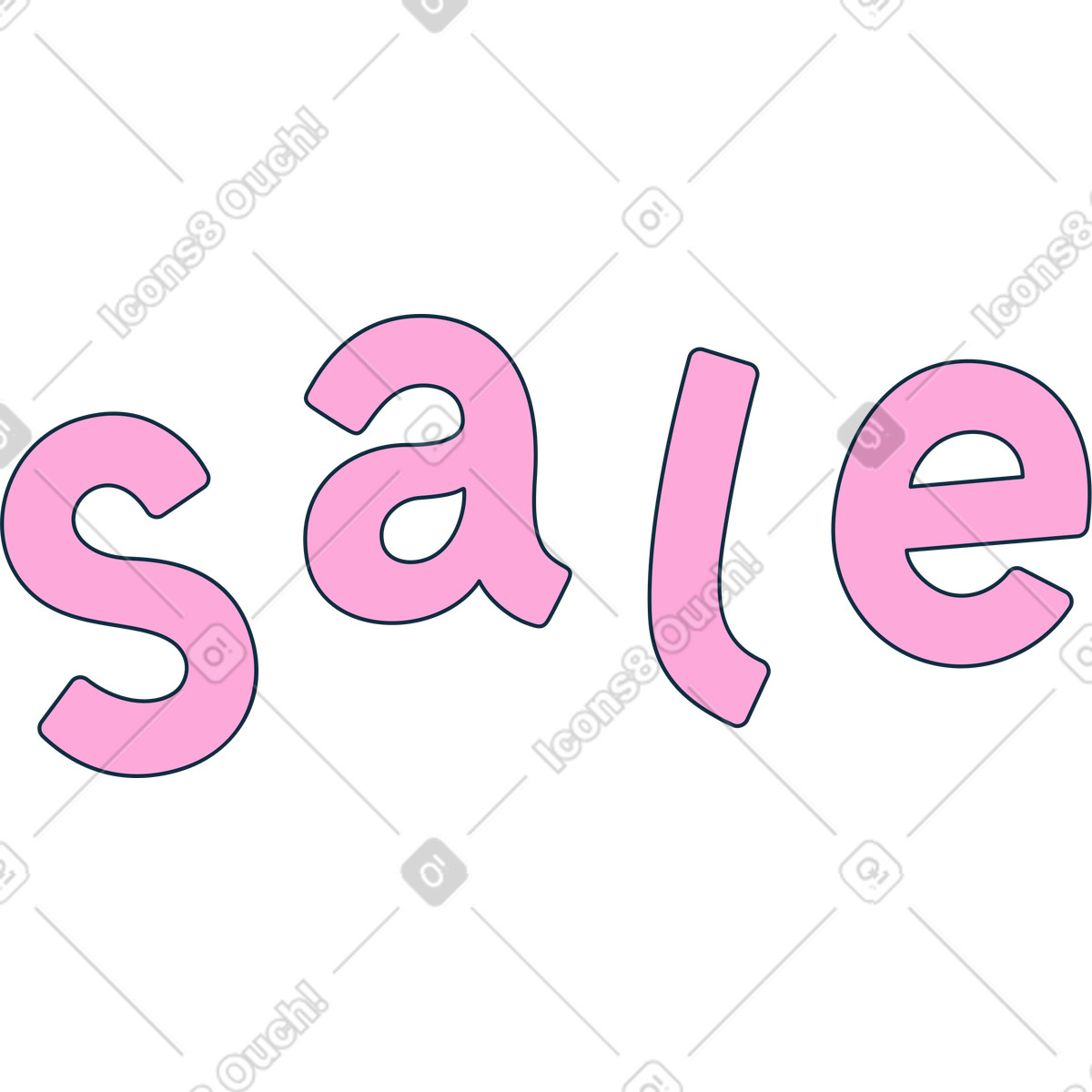 Lettering sale without shadow-Illustration im Bubble gum-Stil als Download in PNG, SVG
