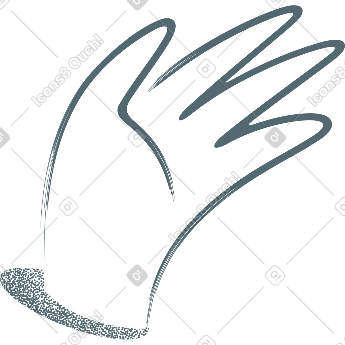 Ilustración Palma de la mano saludando en estilo Grain a descargar en PNG y SVG