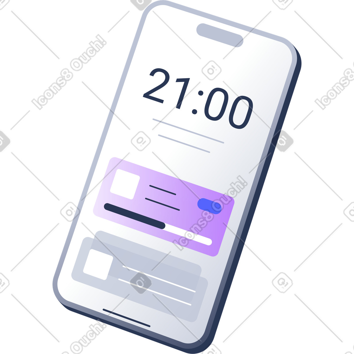 Иллюстрация Смартфон с уведомлениями в стиле Lucent — скачать в форматах PNG, SVG