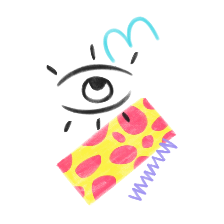 An eye with colorful patterns and lines - Doodle style illustration