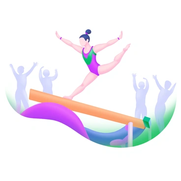 A gymnast balancing on a beam, illustrating dynamic leverage