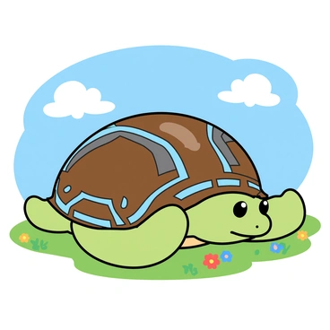 A turtle with a shell that looks like a high-tech spaceship