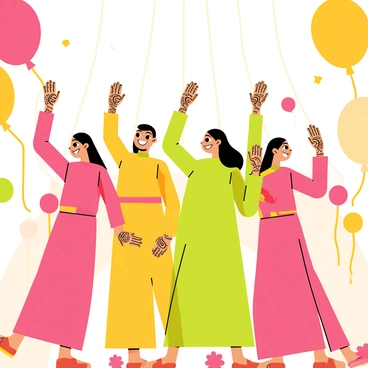 Png animated mehendi ceremony cartoon