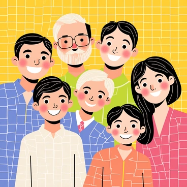 A family photo transformed into an intricate AI-generated mosaic art piece