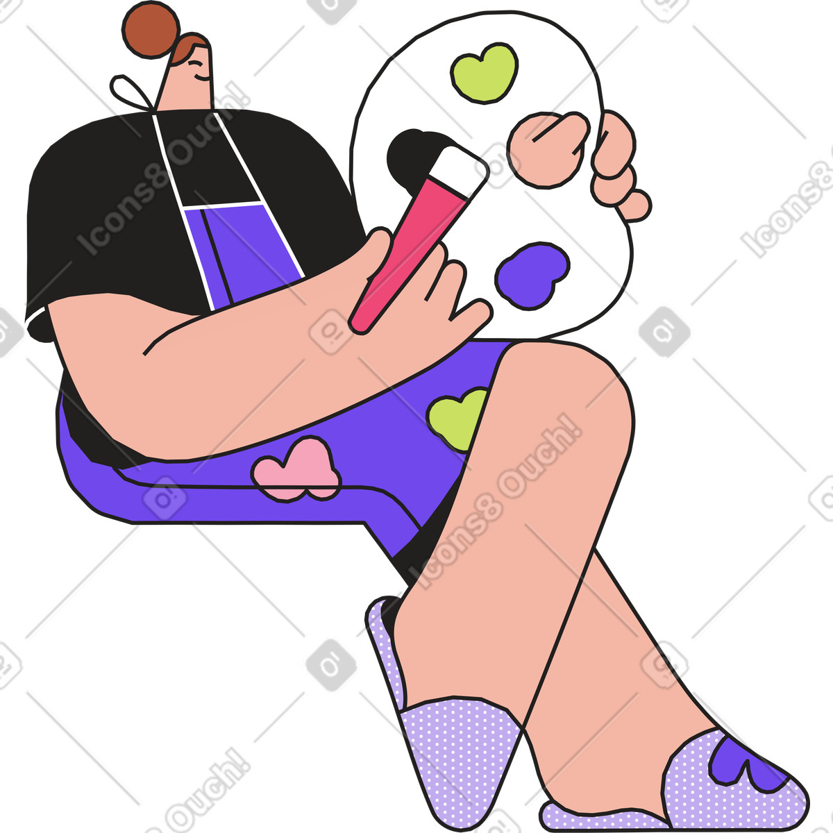 Illustration Femme artiste avec pinceau et palette dans le style Dazzle à télécharger aux formats PNG, SVG