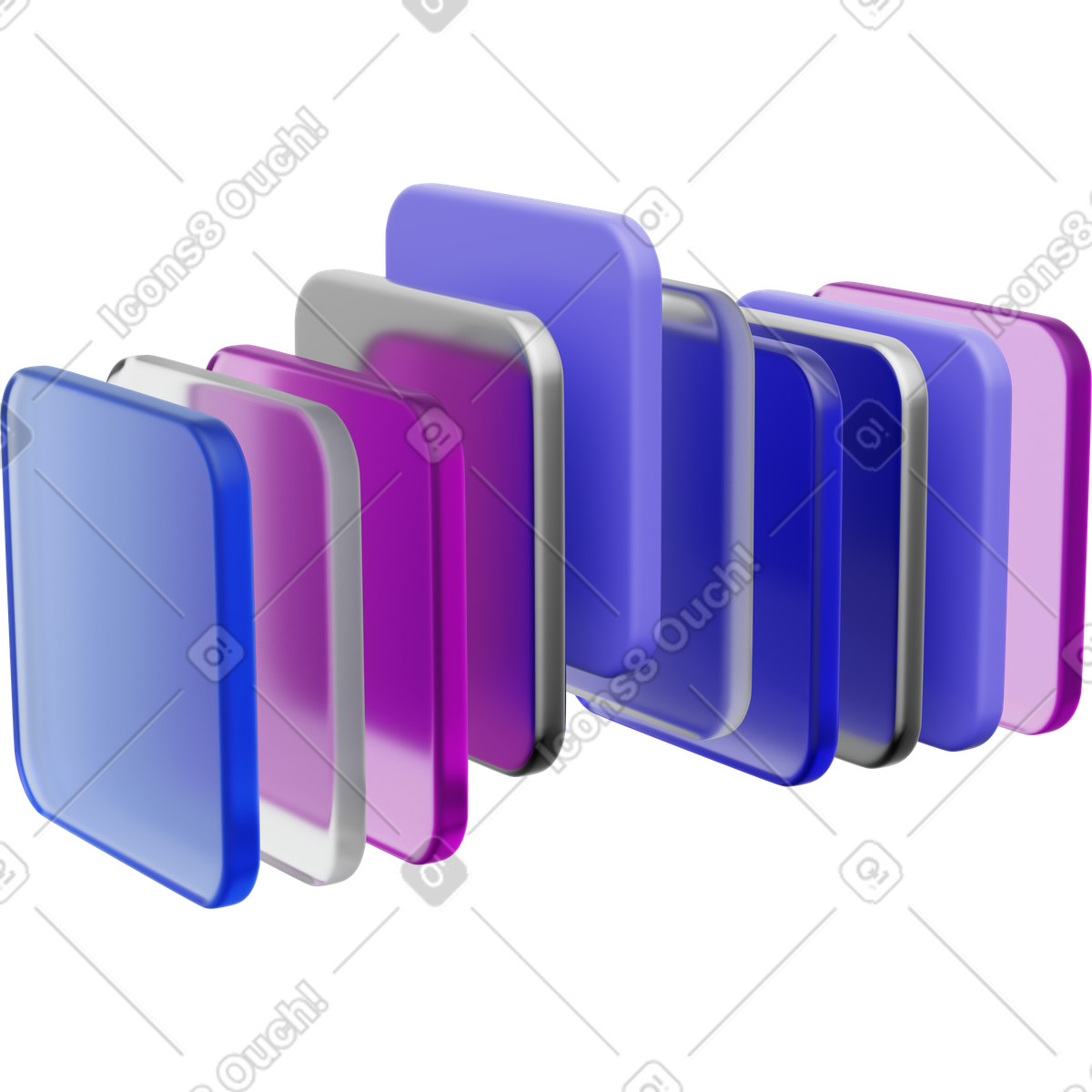 Ilustración Paneles cuadrados verticales abstractos en estilo 3D Playful a descargar en PNG y SVG