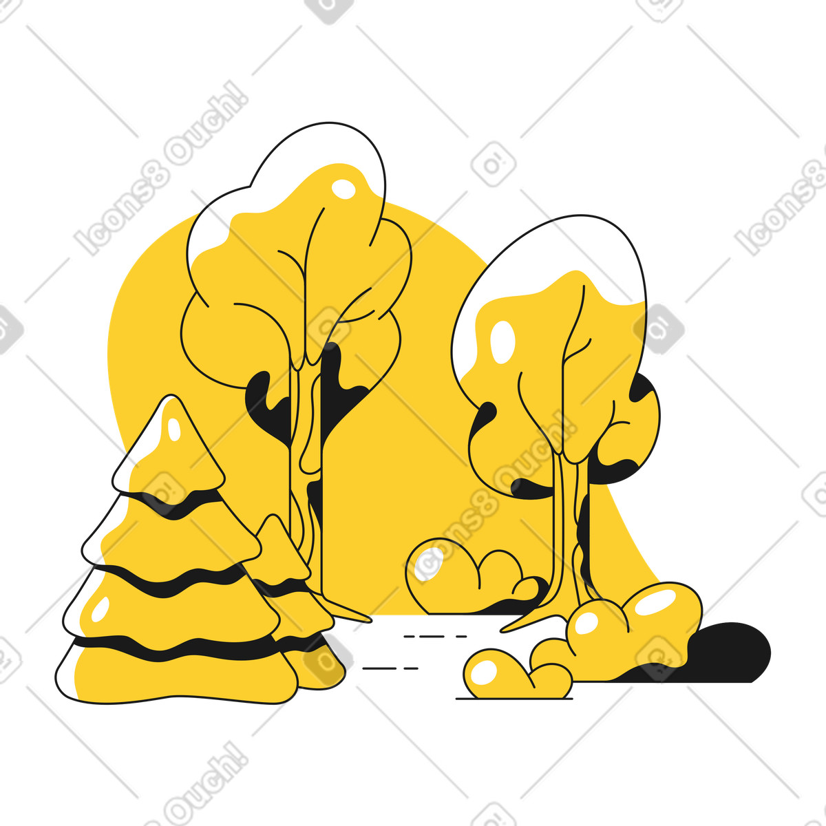 Wald-Illustration im Taxi-Stil als Download in PNG, SVG