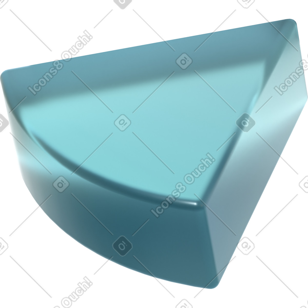 Glass part of pie chart illustration in 3D Glassy style download in PNG, SVG