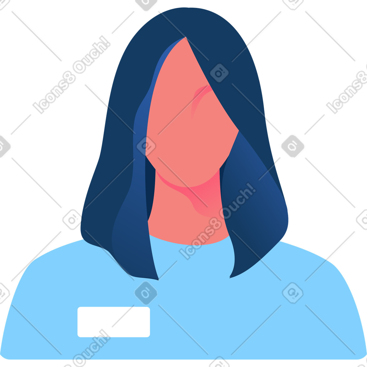 Female avatar illustration in Daily style download in PNG, SVG