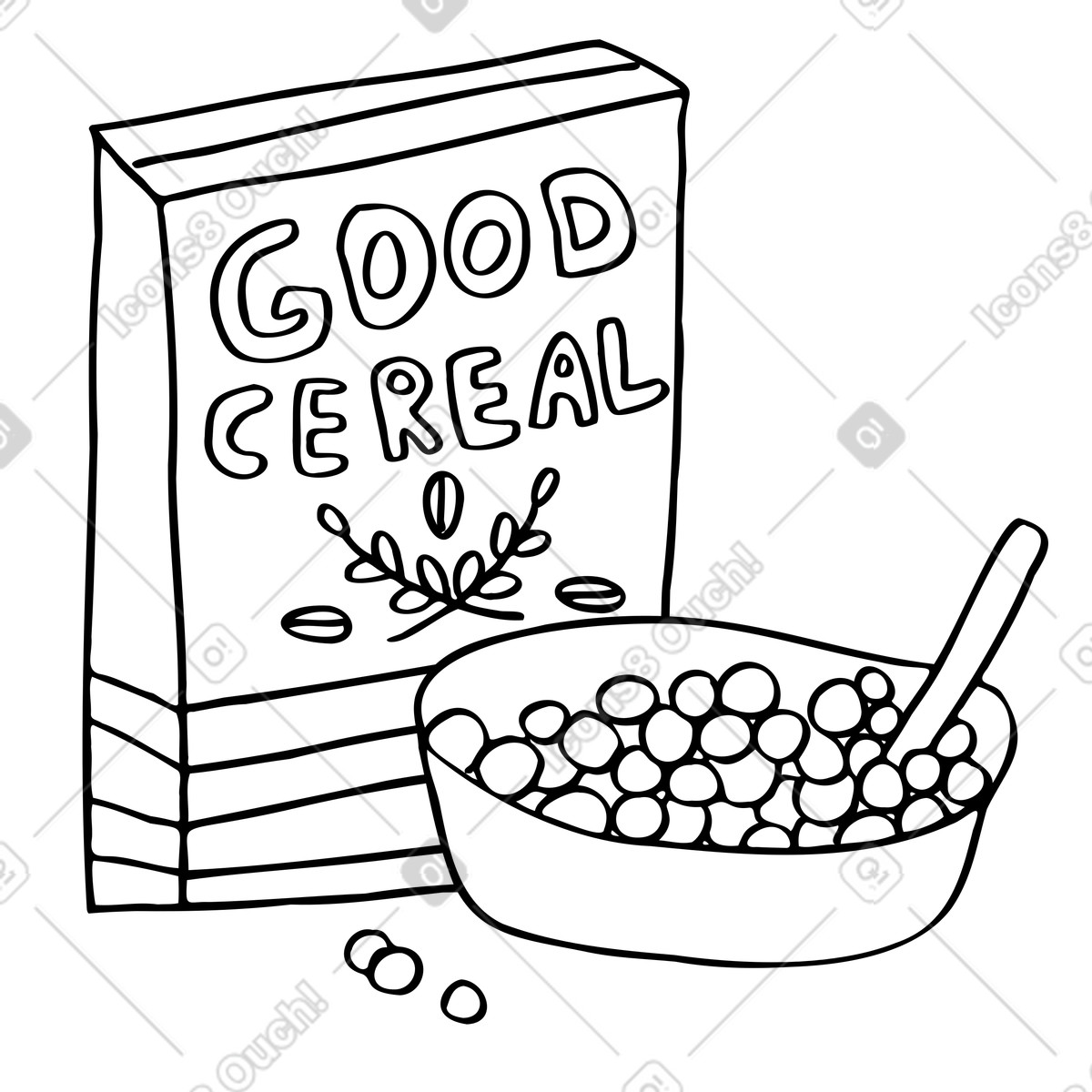 Ilustração de Pacote cereais com uma tigela cheia em no estilo Marks para baixar em PNG, SVG