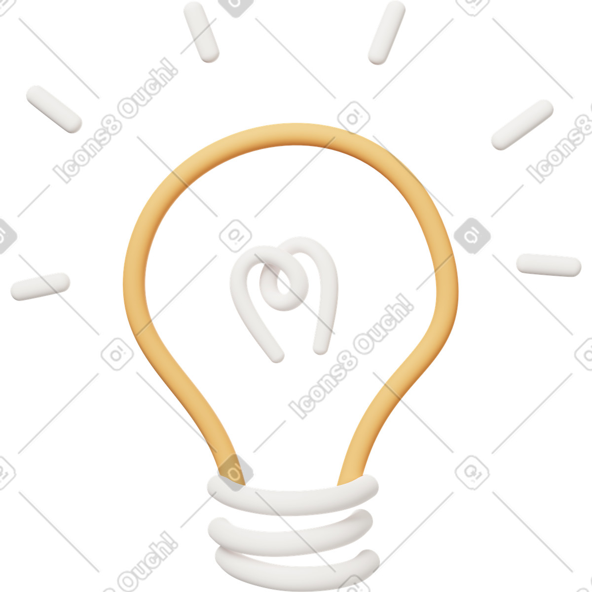 Line idea bulb-Illustration im 3D Casual life-Stil als Download in PNG, SVG