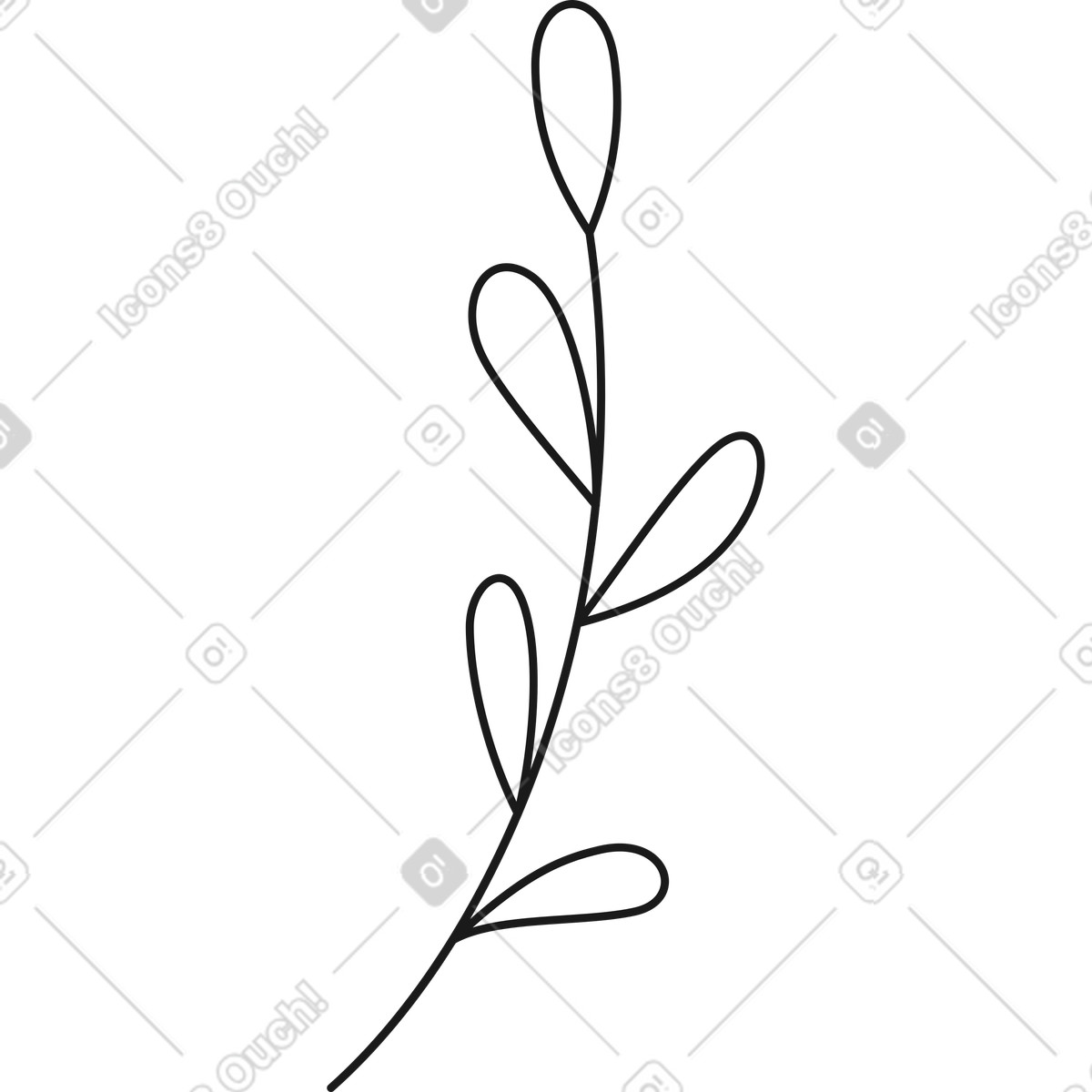 Branch with leaves illustration in Taxi style download in PNG, SVG