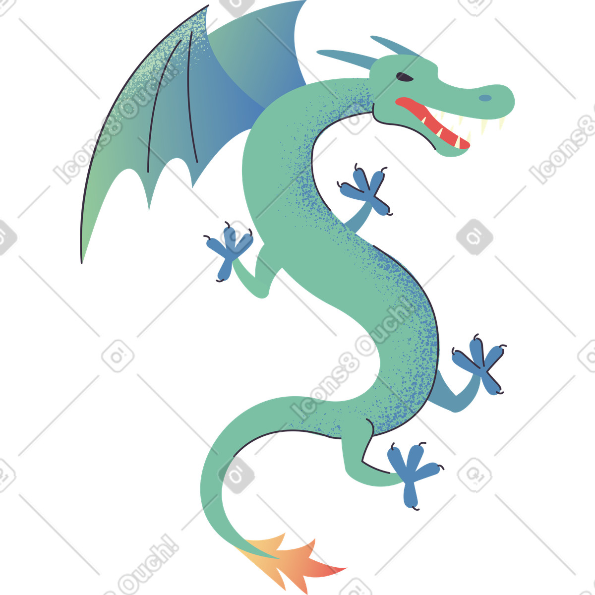 Drachen-Illustration im Pale-Stil als Download in PNG, SVG