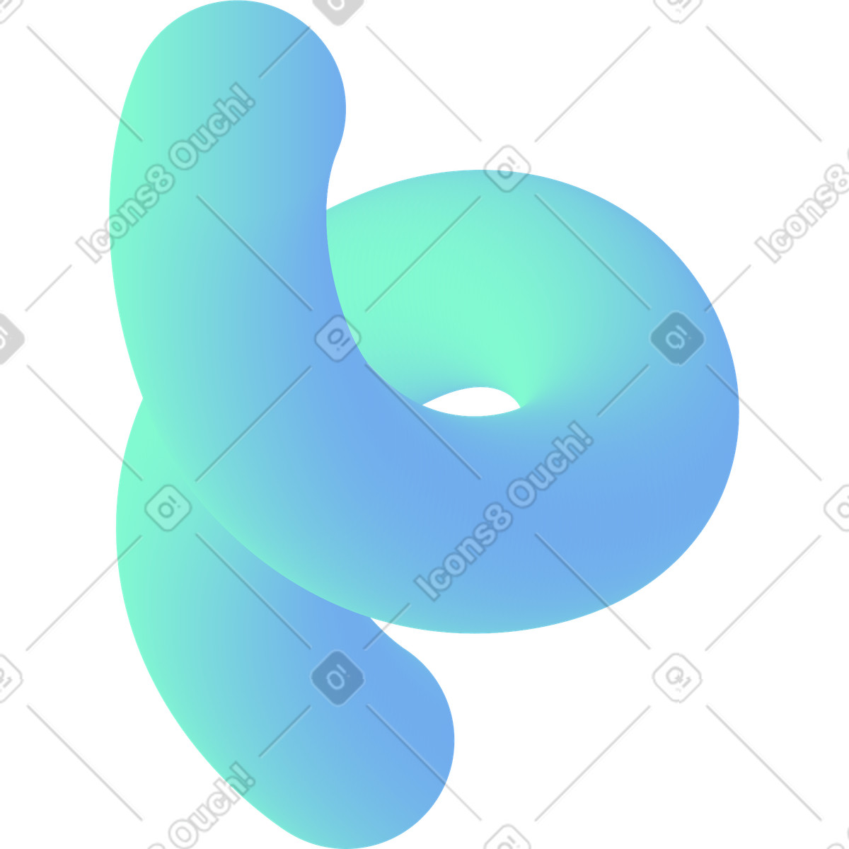 Blue curved shape illustration in Forms style download in PNG, SVG
