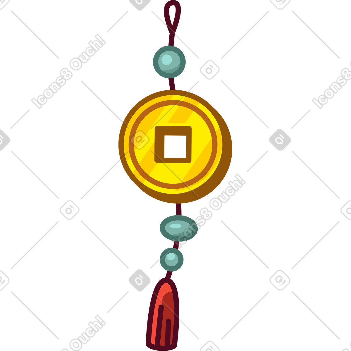 Ilustração de Pingente moeda chinesa pendurada em no estilo Festicon para baixar em PNG, SVG