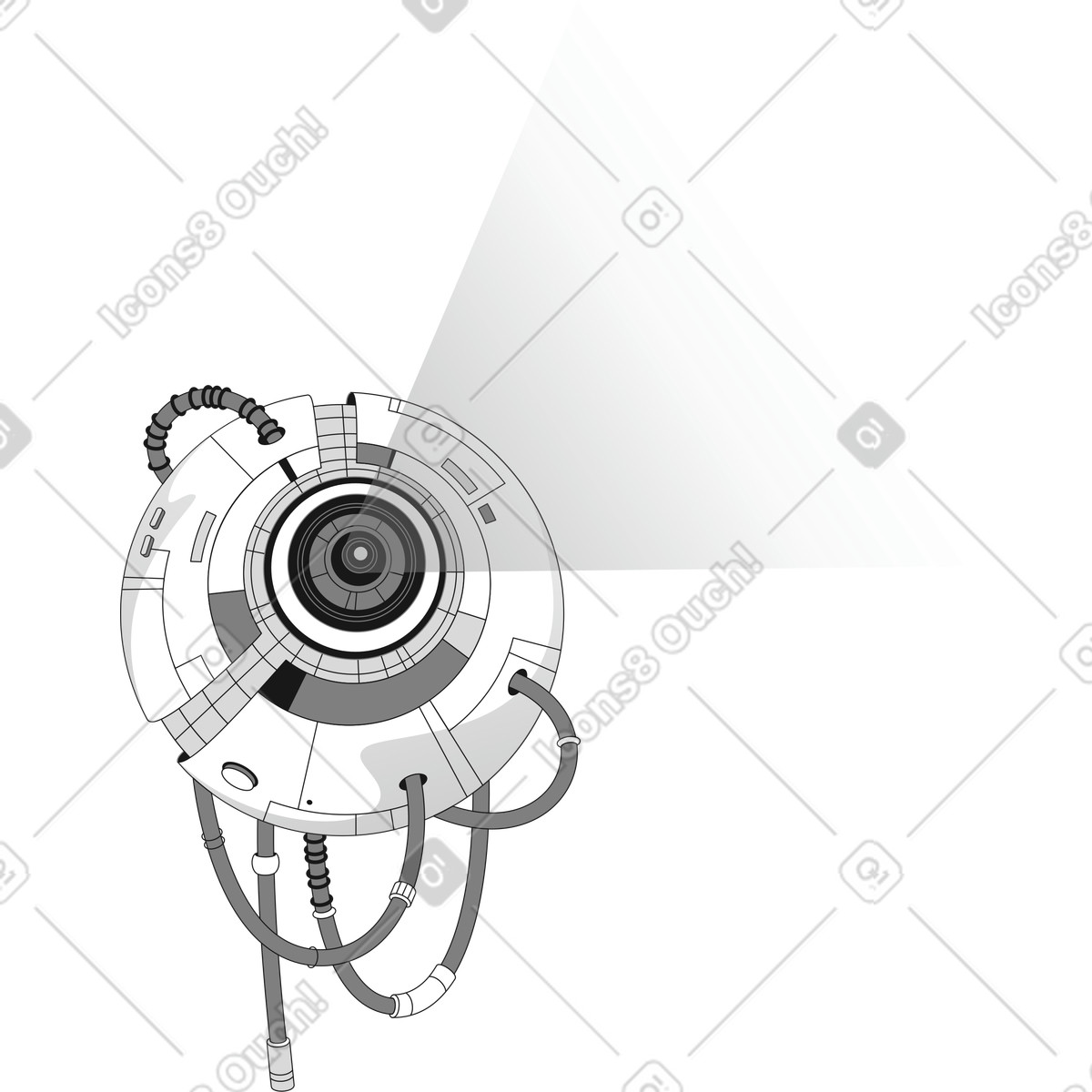 AI eye with wire illustration in Futuristic style download in PNG, SVG