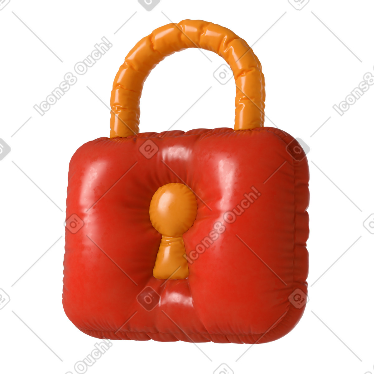 Red lock illustration in 3D Plush icons style download in PNG, SVG