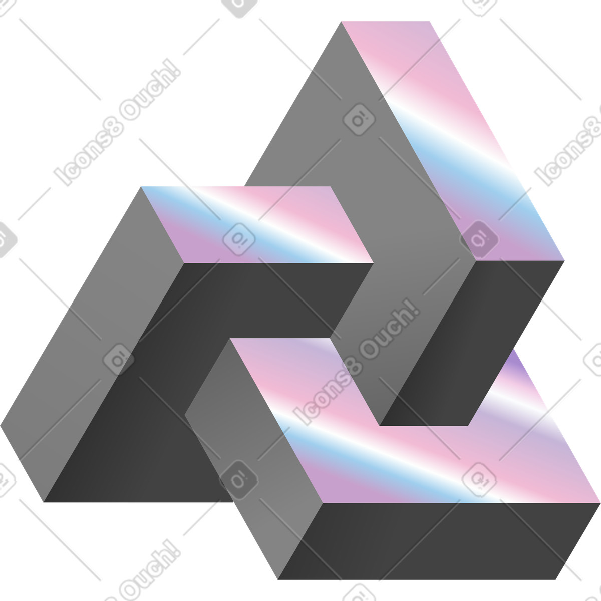 Futuristic geometric structure illustration in PNG, SVG