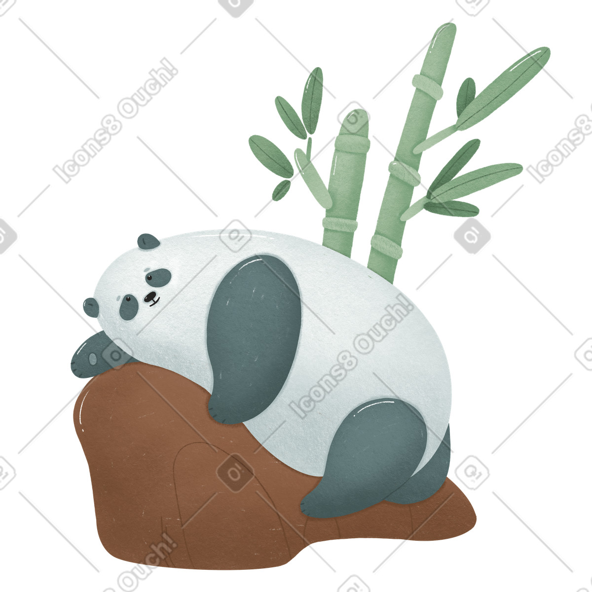 Sleeping panda and bamboo in the zoo illustration Woolly style download PNG, SVG