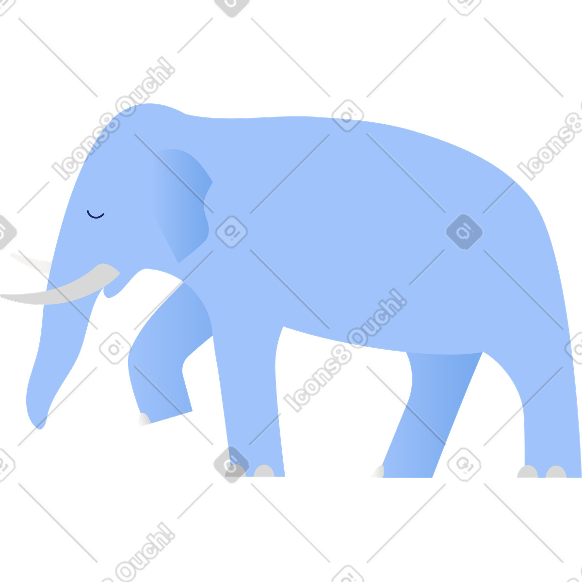 Blauer elefant-Illustration im Clip-Stil als Download in PNG, SVG