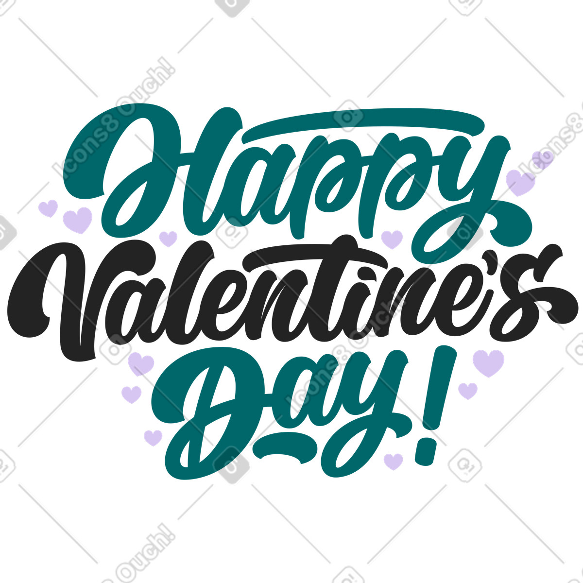 Ilustración Letras feliz dia de san valentin! en estilo Sammy Line a descargar en PNG y SVG