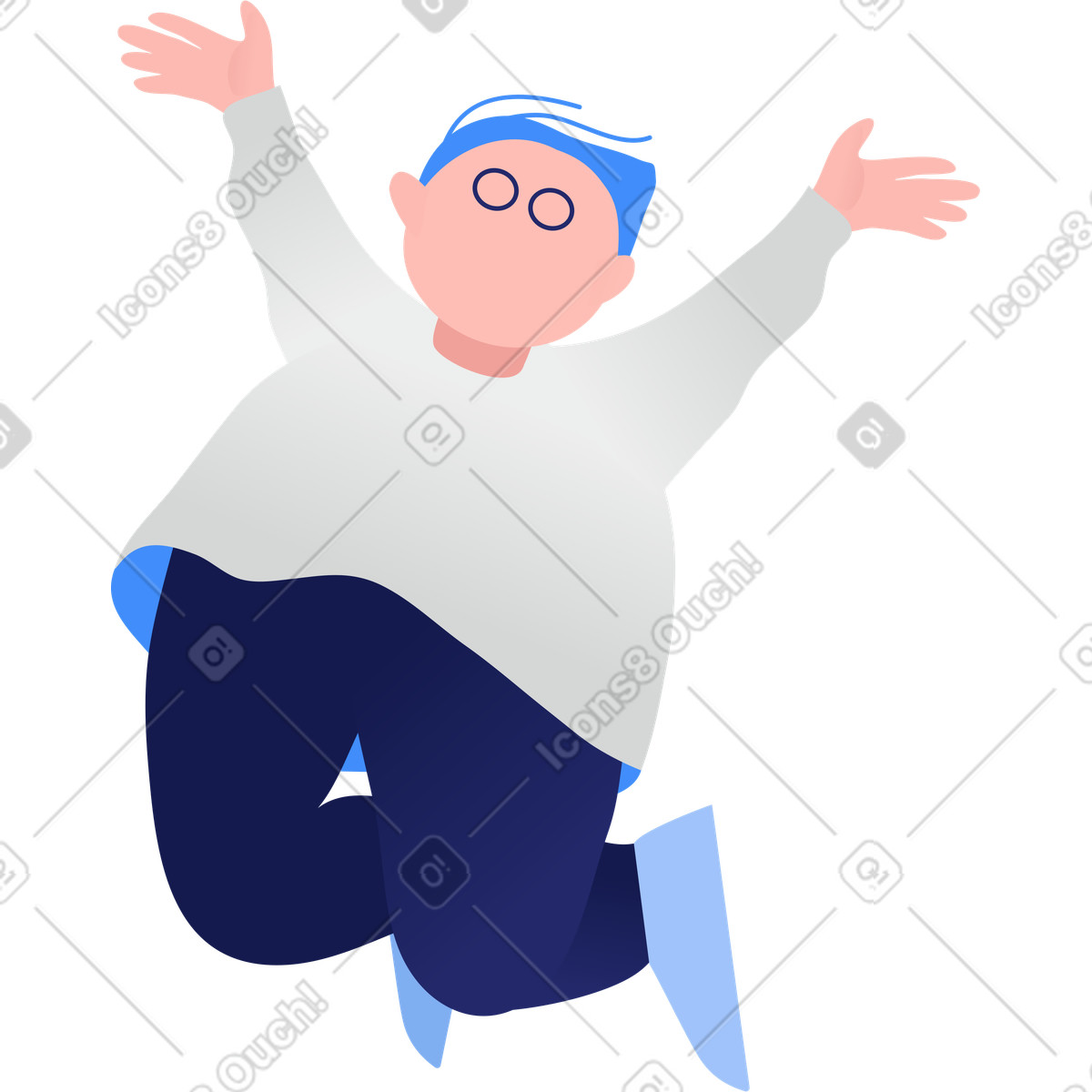 Ilustración Niño gordo saltando en estilo Clip a descargar en PNG y SVG