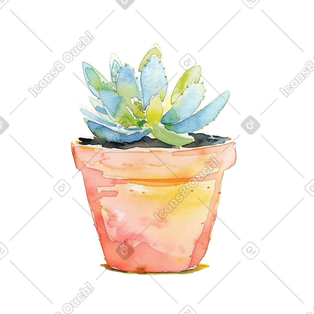 Illustration Planter en pot dans le style Watercolor à télécharger aux formats PNG, SVG