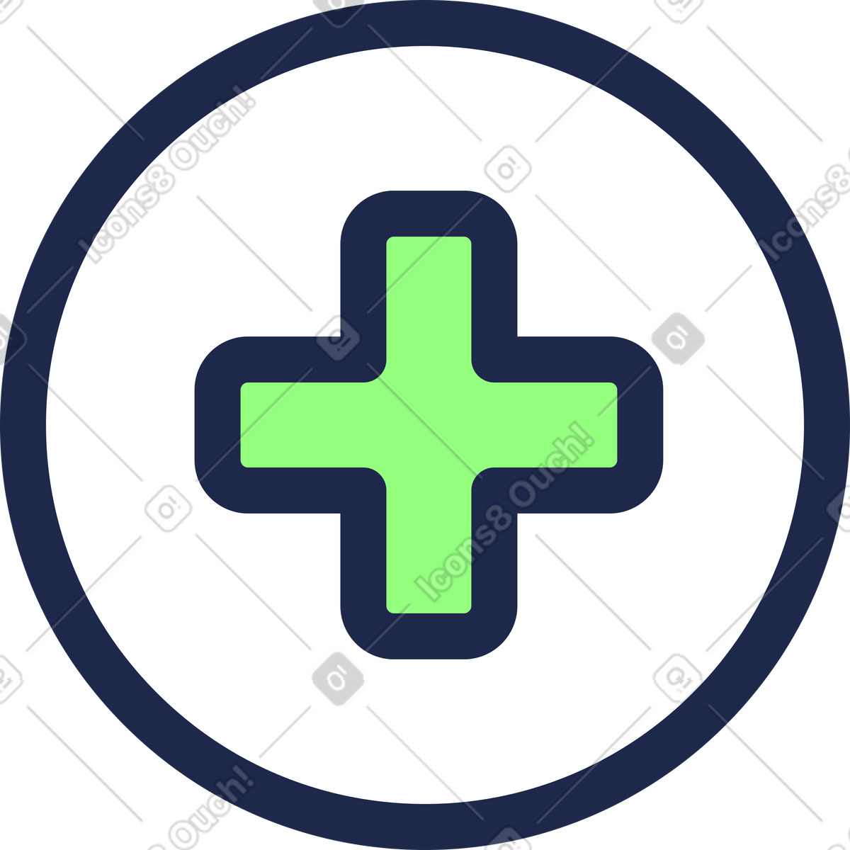 Cross in a circle illustration Outline style download PNG, SVG